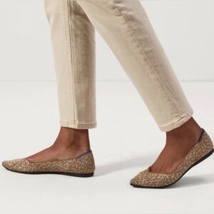 ROTHYS The Point Ballet Flat In Driftwood Spot Animal Print Tan Machine Washable